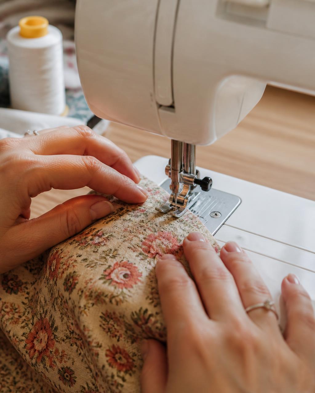 Lisa at the sewing machine